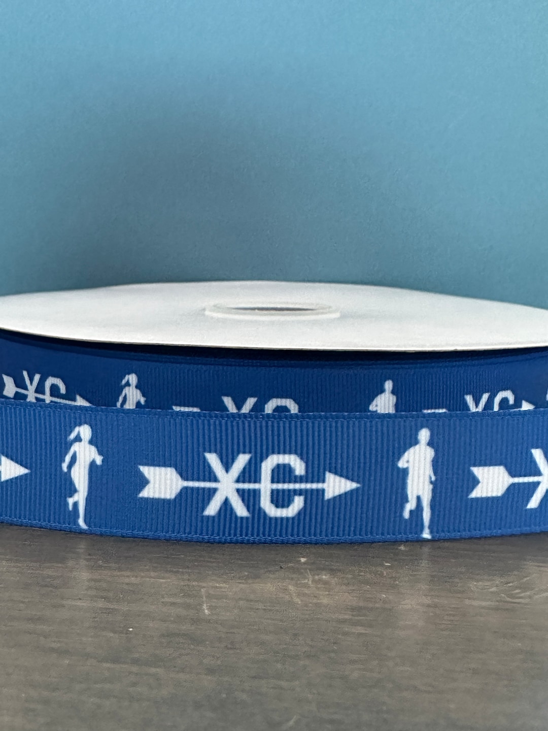 XC Boy and Girl Ribbon Cross Country Ribbon in Blue and White, 7/8