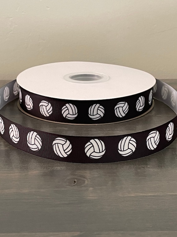 volleyball ribbon, 7/8 grosgrain ribbon, black volleyball ribbon