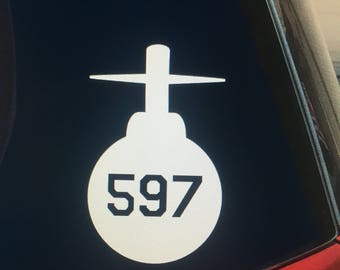 Tullibee submarine decal, 597 car window vinyl
