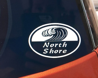 North Shore vinyl car window decal, Hawaii sticker, surfing sticker