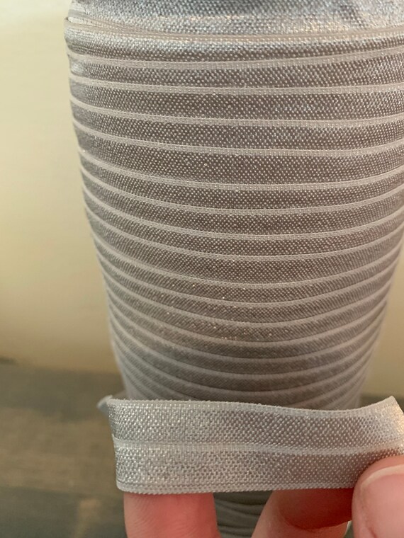 Fold-over Elastic 3/4in Silver - FULL ROLL Fold-over Elastic 3/4in Silver - FULL ROLL