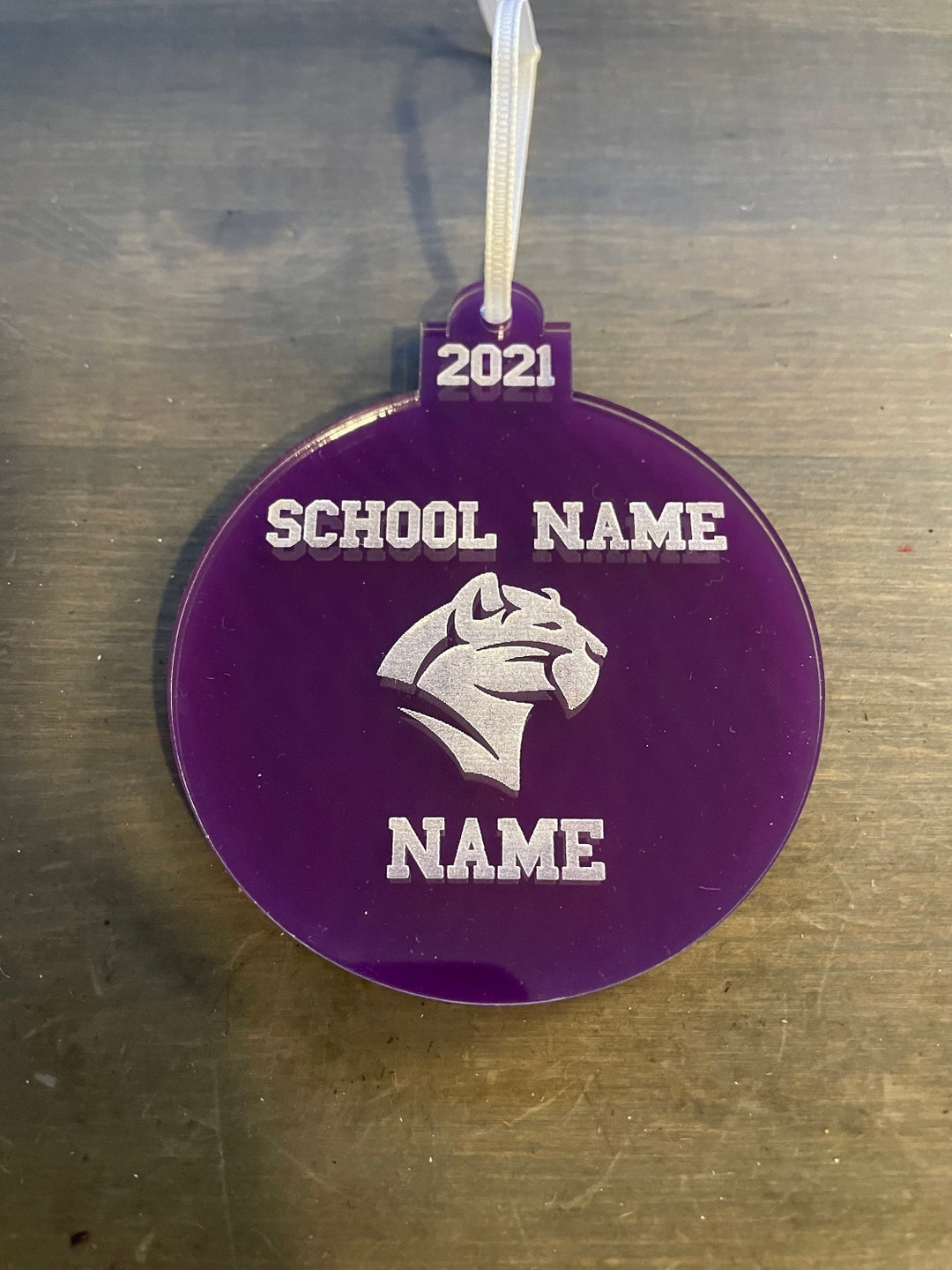 School Mascot Ornament, School Ornament With Mascot Personalized With