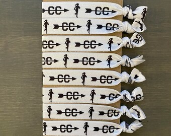 cross country hair tie bracelets, set of 8 ponytail holders, cross country runner bracelets, girls cross country gifts