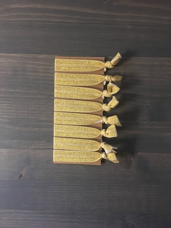 Gold Hair Ties Gold Glitter Creaseless Hair Ties Set of 8 Etsy