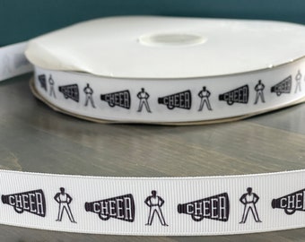 male cheerleader ribbon, 7/8" grosgrain ribbon, 7/8" ribbon that is great for making leis, mums or cheer bows, boy cheer ribbon
