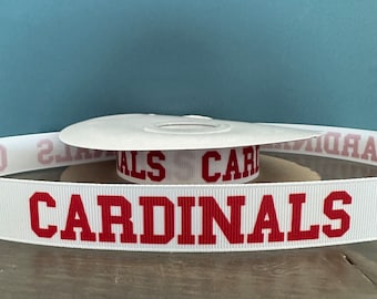 Cinta de los Cardenales, cinta de grosgrain de 7/8", cinta de mascota escolar, cinta escolar de los Cardenales en rojo y blanco