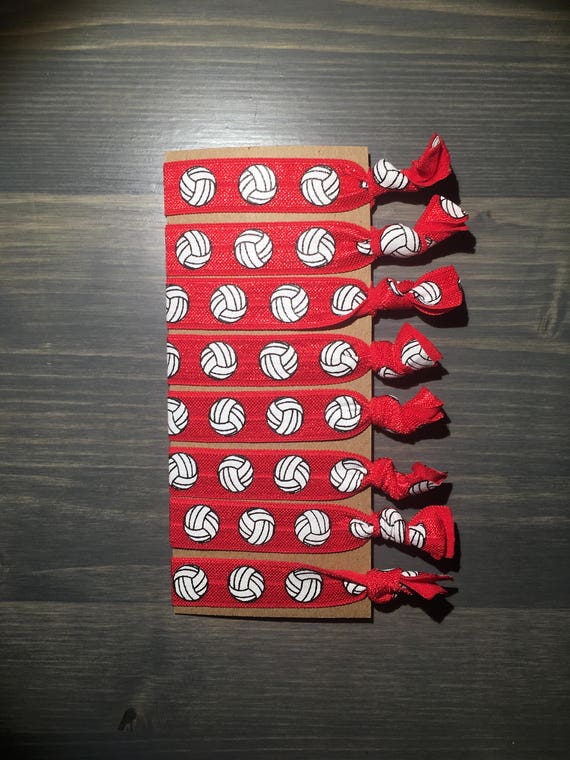 Red Volleyball Hair Ties Volleyball Team Gift Set Of 8 Etsy