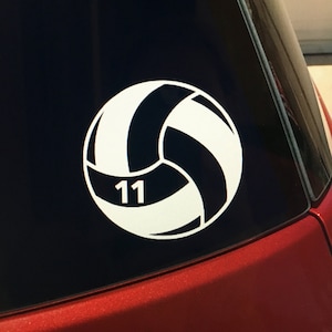volleyball with personalized number vinyl car window sticker