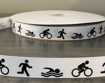 Cinta de triatlón, cinta de 2,2 cm (7/8") para lazos, ideal para natación, ciclismo y carreras. Perfecta para manualidades.