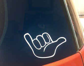 shaka vinyl car window decal, Hawaii sticker