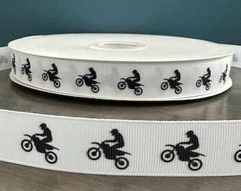 Cinta de motocross, cinta de grogrén de 22 mm, cinta para manualidades de motociclista, lazo para el pelo, regalo de motociclista, cinta de carreras de motocross