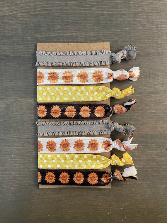 Sunflower Elastic Hair Ties, Set of 8 Ponytail Holders, Hair 