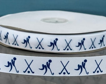 navy blue Field hockey ribbon, 7/8” grosgrain ribbon