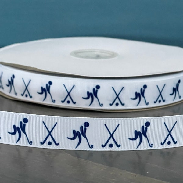 navy blue Field hockey ribbon, 7/8” grosgrain ribbon