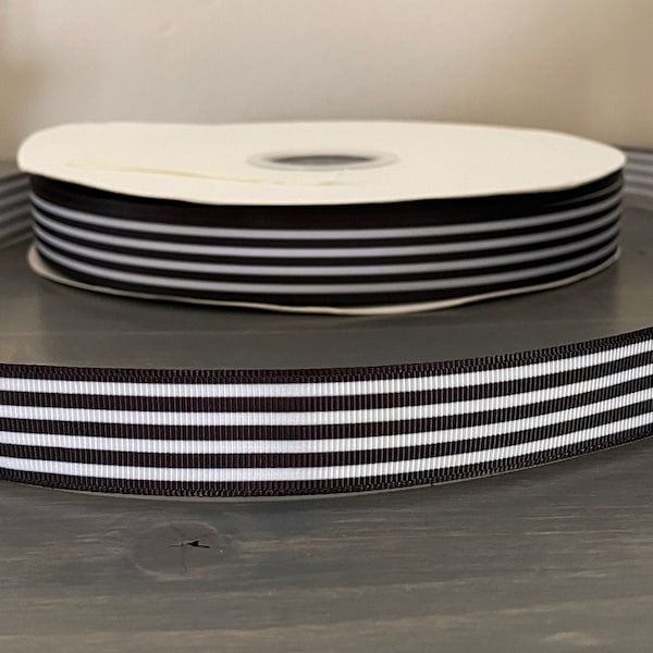 black and white stripes ribbon, 7/8" grosgrain ribbon