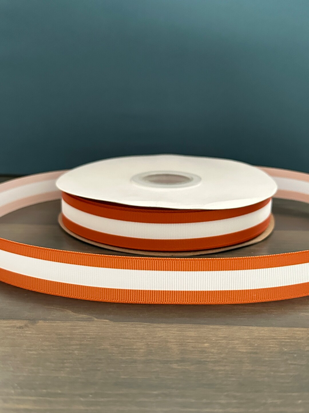 Burnt Orange and White Striped Ribbon, 7/8” Grosgrain Ribbon, School ...