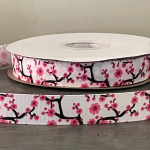 cherry blossom ribbon, 7/8" grosgrain ribbon