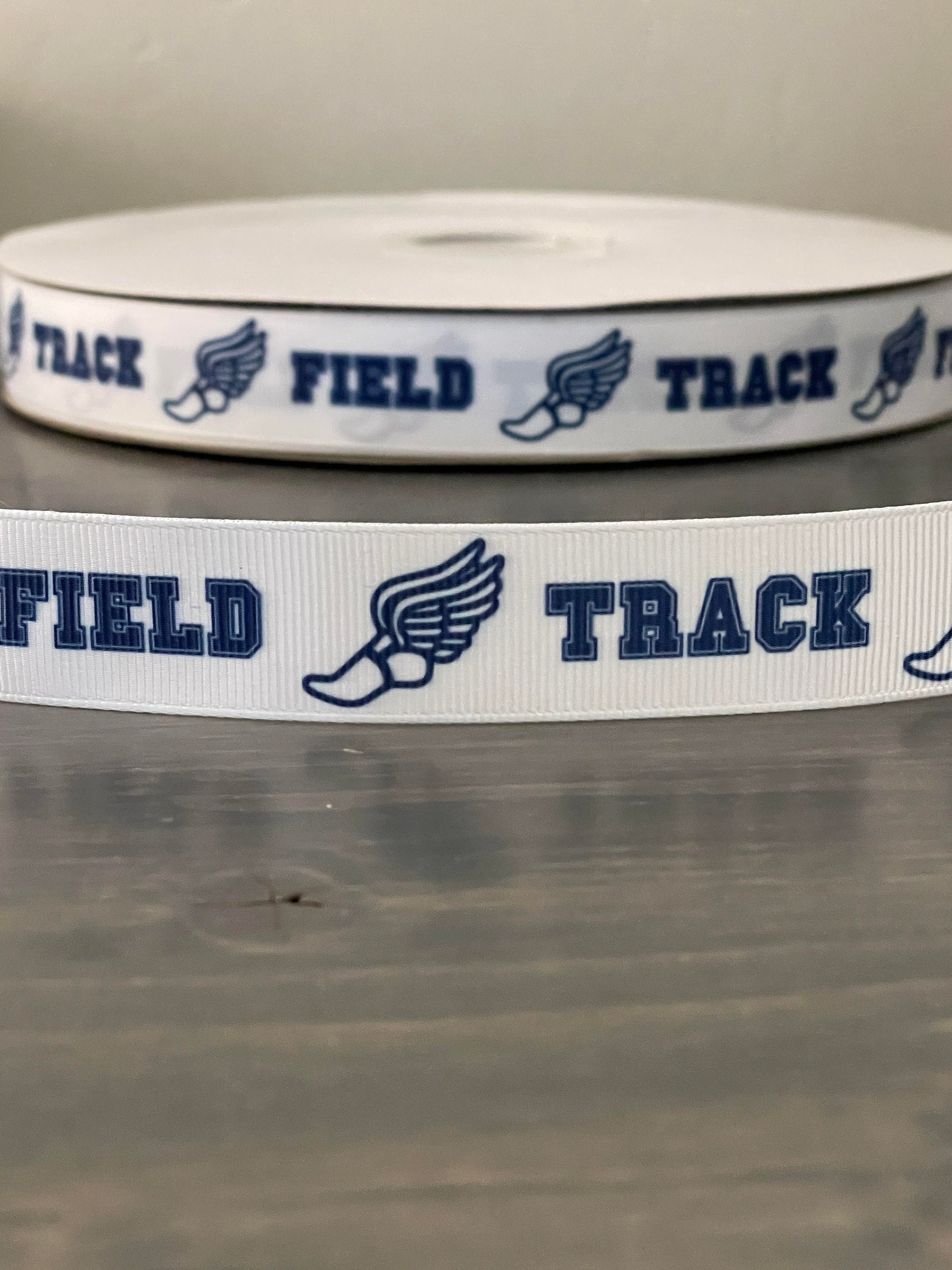 Track Printable Ribbon Track and Field Ribbon in Navy Blue, 7/8