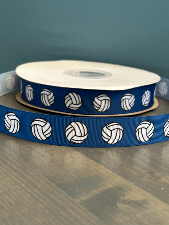 volleyball ribbon, 7/8 grosgrain ribbon, navy blue volleyball ribbon