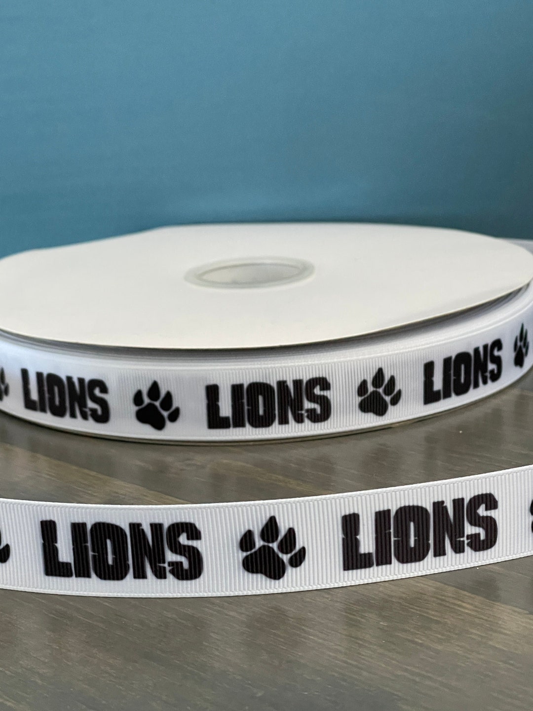 Lions Ribbon, 7/8” Grosgrain Ribbon, School Mascot Ribbon, 7/8" School