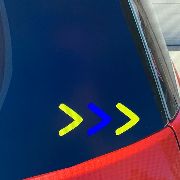 the lucky few car decal, lucky few arrows sticker, yellow and blue vinyl sticker, the lucky few down syndrome decal