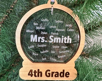 school ornament, teacher gift personalized with student's names, school year ornament