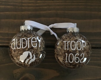 personalized troop ornament, troop leader gift, Christmas ornament