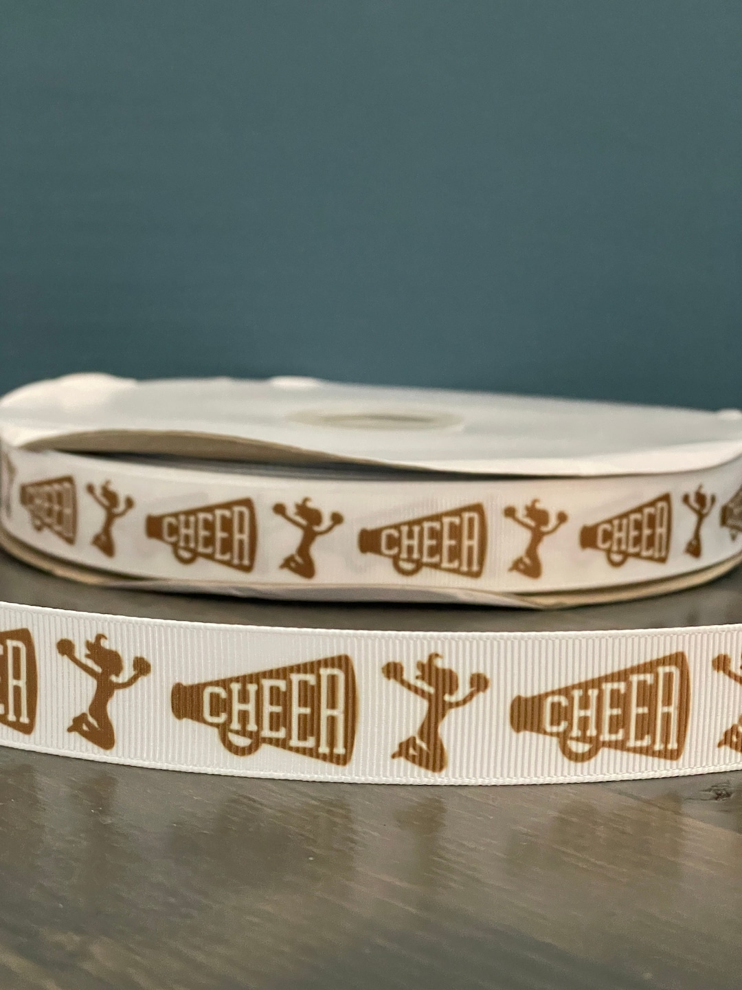 Cheer Ribbon in Gold and White, 7/8