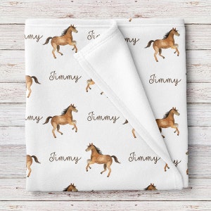 Horses Personalized Baby Name Blanket