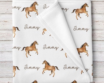 Horses Personalized Baby Name Blanket