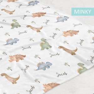 Sleepy Dinosaurs Personalized Baby Boy Name Blanket, Custom Baby Shower Gift image 6