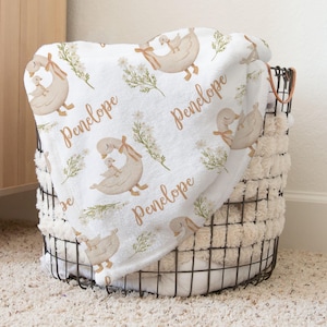 Geese Goose Custom Name Baby Blanket - Personalized Unisex Gift -
