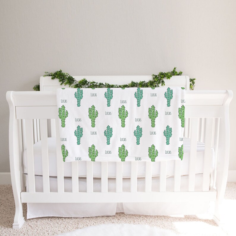 Personalized Cactus Baby Blanket Green Cactus Print BB273 Etsy