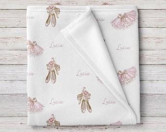 Personalized Ballet Themed Baby Girl Name Blanket, Custom baby shower gift