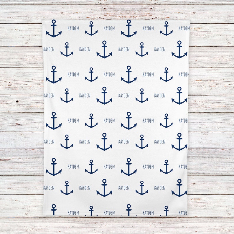 Download Anchor Baby Blanket Nautical Blanket Ocean Theme Anchor Blanket Made To Order Home Living Blankets Throws