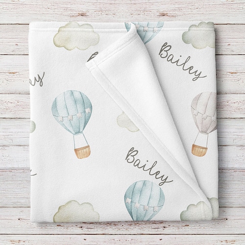 Personalized Hot Air Balloon Baby Blanket Baby Shower Gift Etsy