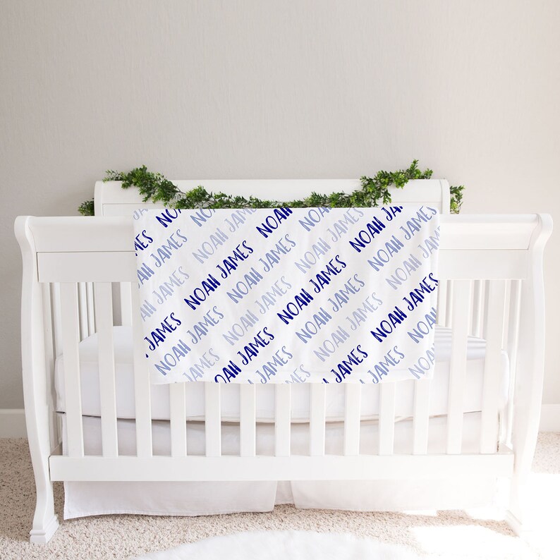 Personalized Baby Boy Name Blanket Shades of Blue BB237 Etsy