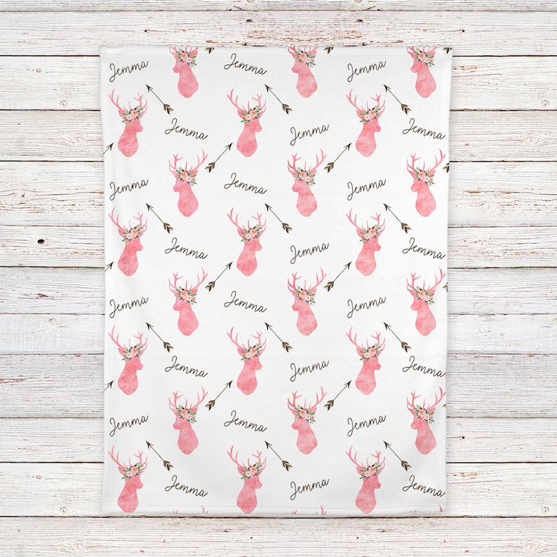 Deer Baby Blanket Personalized Woodland Blanket Personalized Etsy