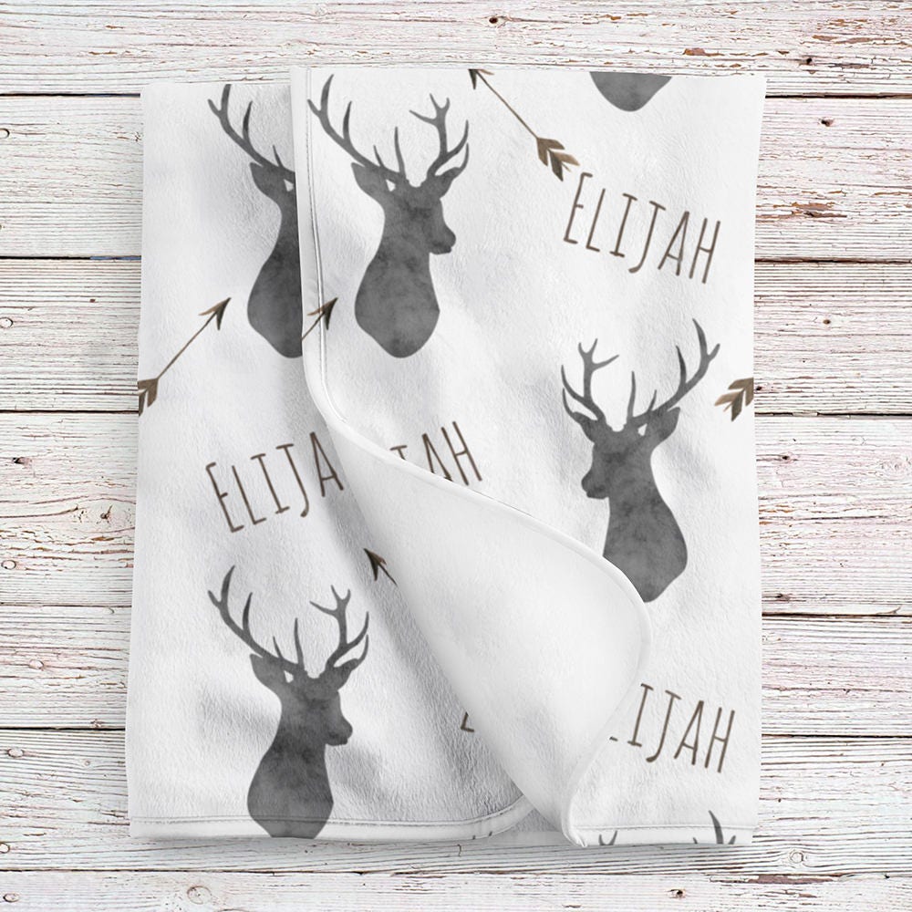 Deer baby blanket Woodland blanket Personalized baby boy Etsy