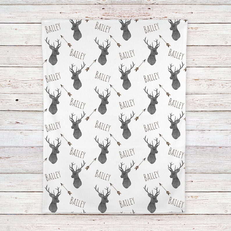 Deer baby blanket, Woodland blanket, Personalized baby boy blanket, Fleece BB231 image 5