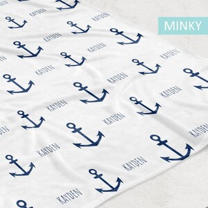 Anchor Fleece Baby Blanket, Personalized Baby Name, Nautical Nursery ...