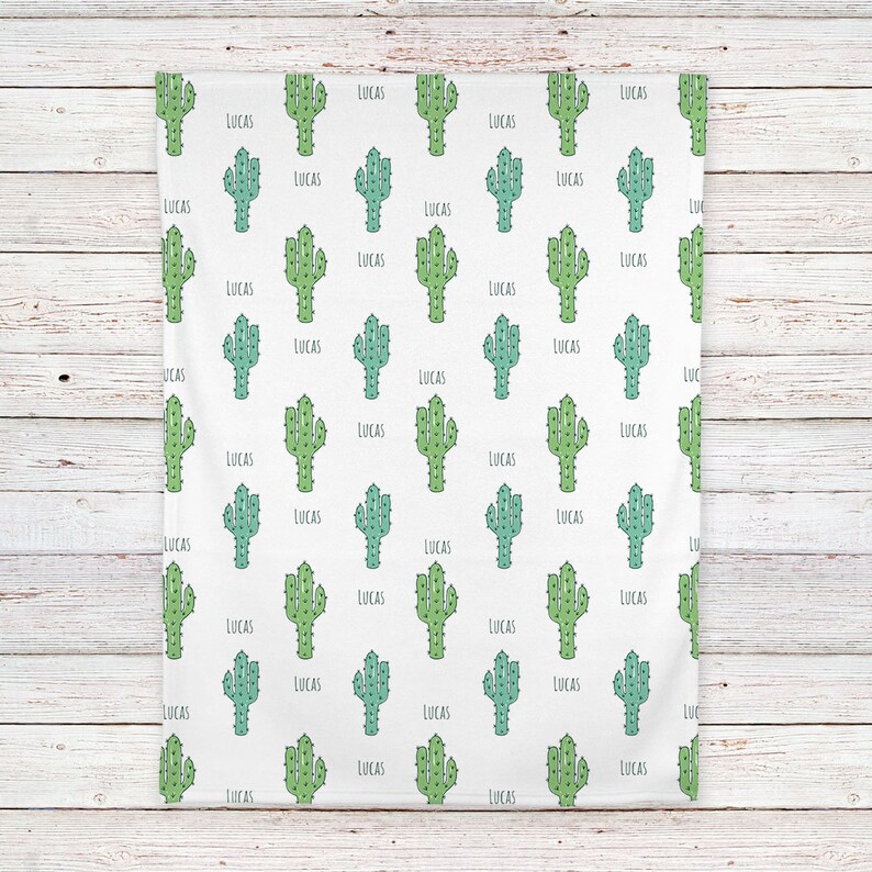 Personalized Cactus Baby Blanket Green Cactus Print BB273 Etsy