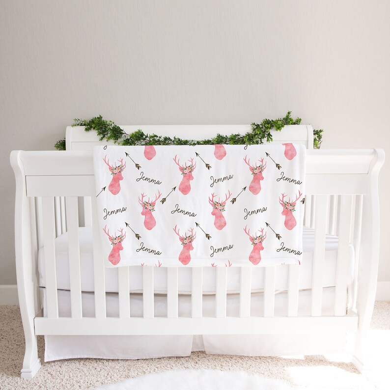 Deer Baby Blanket Personalized Woodland Blanket Personalized Etsy