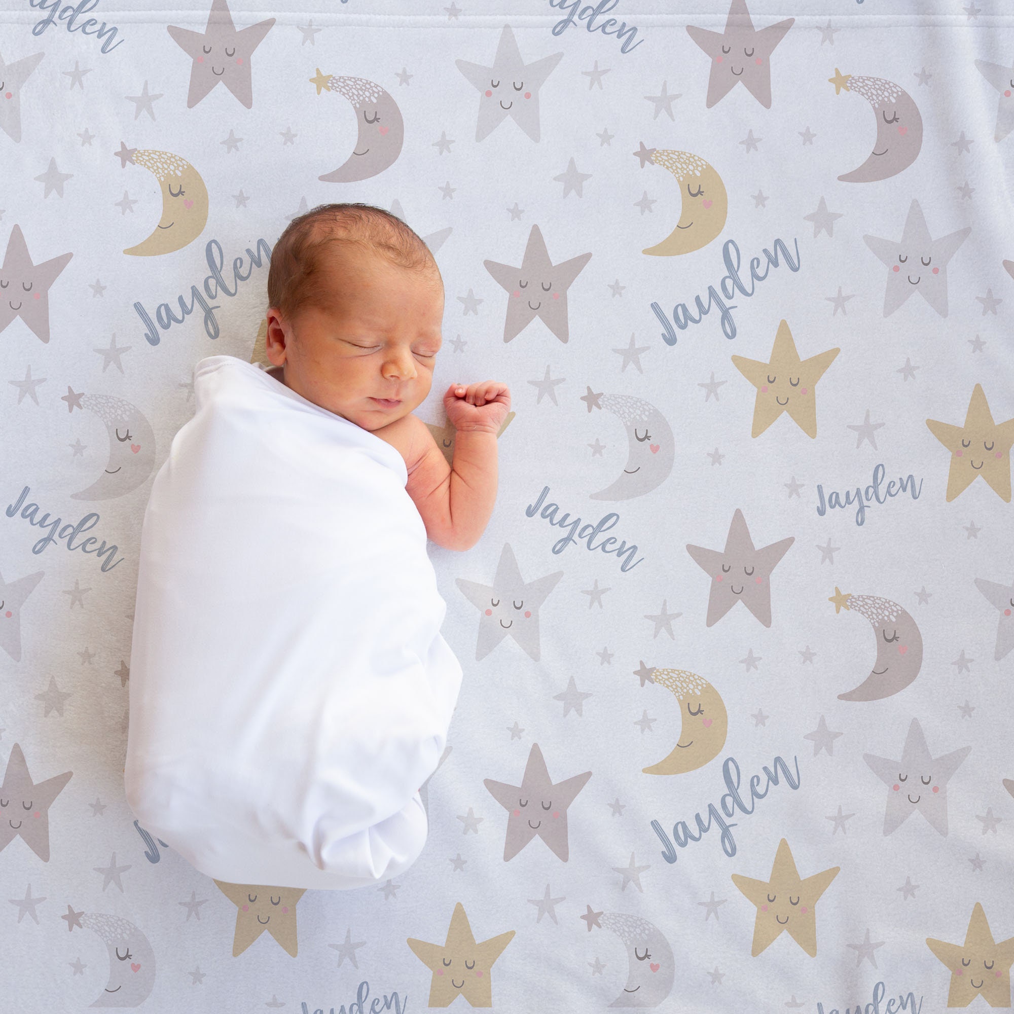 Personalized Stars and Moon Fleece Baby Boy Blanket BB302 Etsy