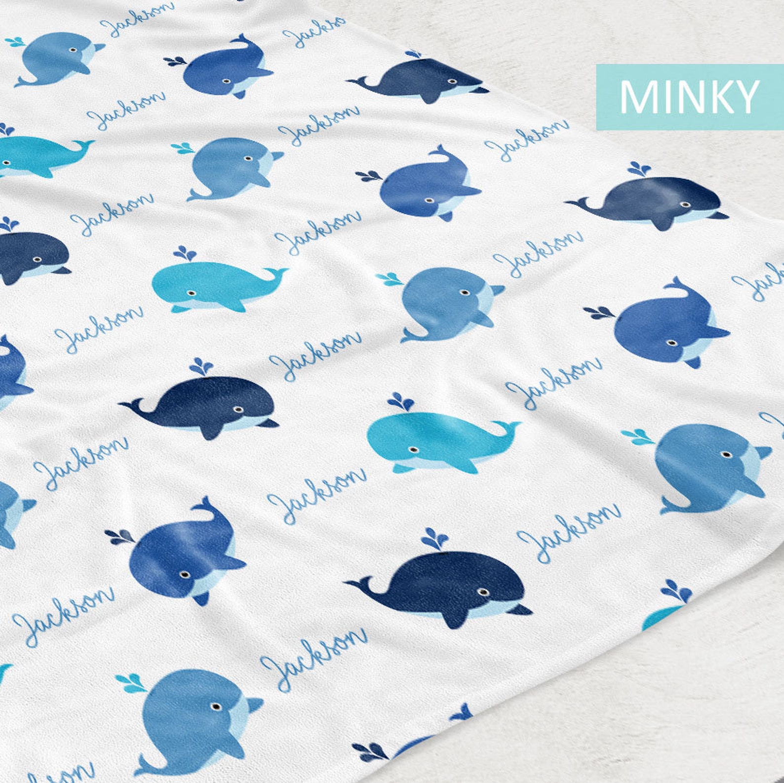 Whale Fleece Baby Boy Blanket Personalized Baby Name BB251 Etsy