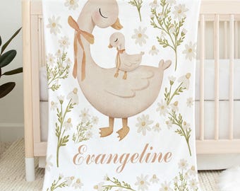 Custom Little Goose Baby Blanket - Personalized Name Blanket for Unisex -  Shower Gift