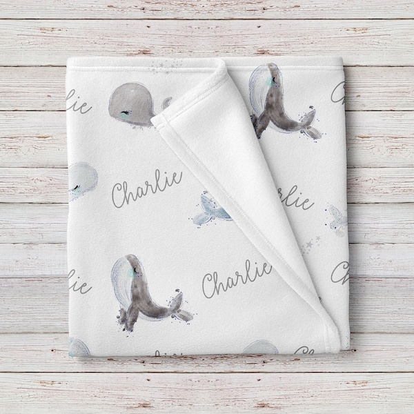 Custom Baby Blanket With Whales Etsy