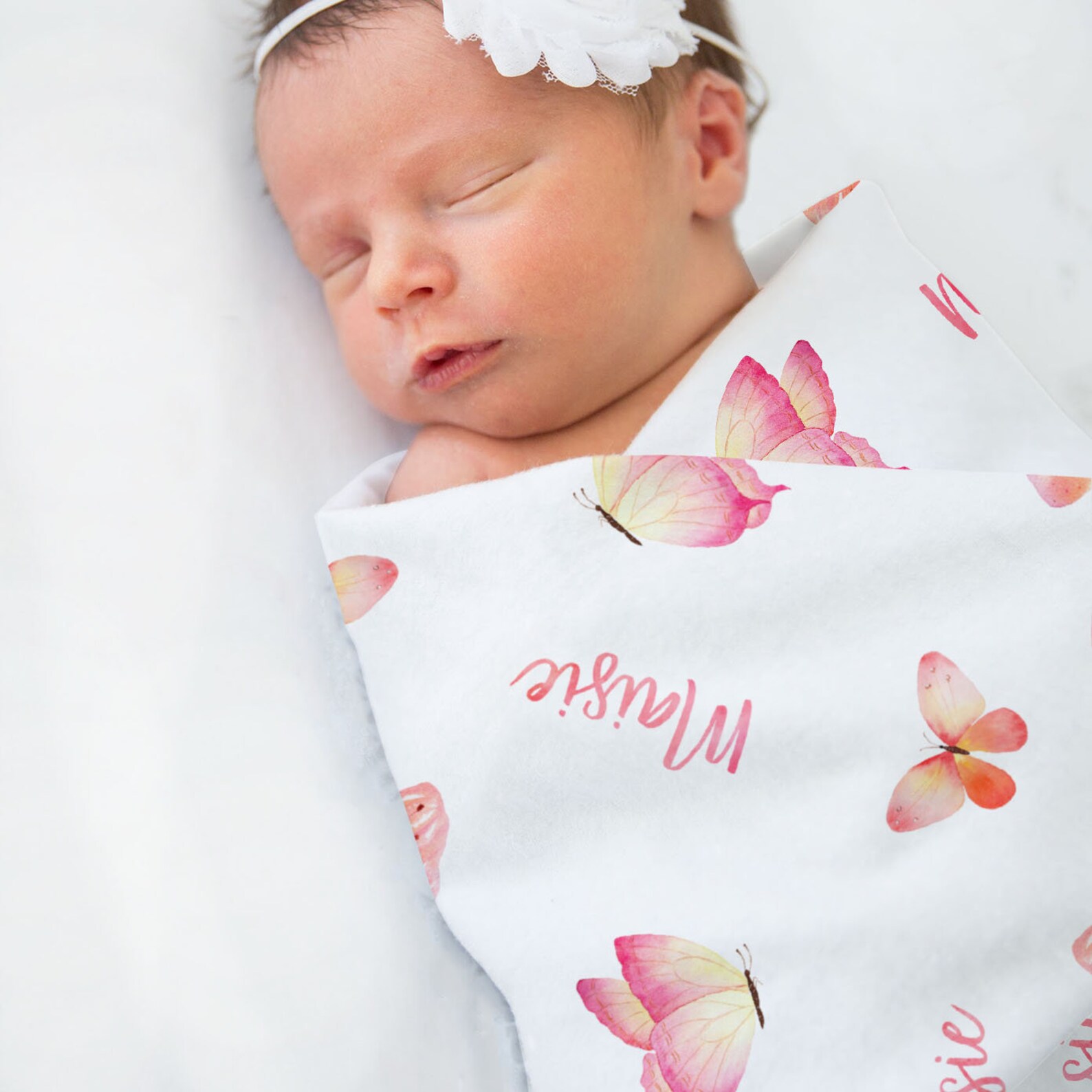 Personalized Baby Girl Butterflies Blanket Coral BB321 Etsy