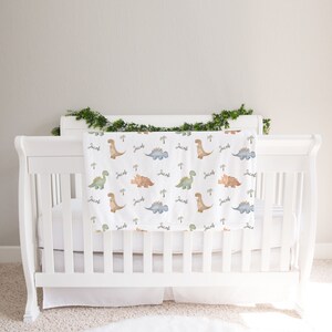 Sleepy Dinosaurs Personalized Baby Boy Name Blanket, Custom Baby Shower Gift image 3