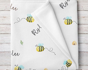 Bees Personalized Unisex Baby Blanket (BB324)